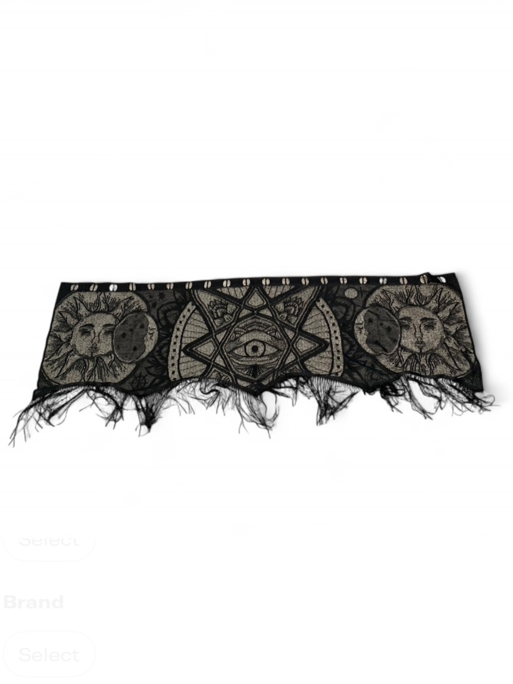 Spirit Halloween Black Celestial Fringe Semi Sheer Window Valance